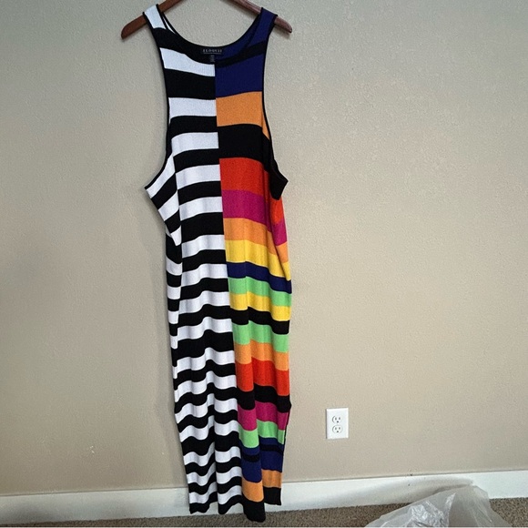 Eloquii Women’s Plus 30/32 (5X) Rainbow Multi-Color Striped Tank Maxi Dress - Picture 3 of 7